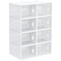 HOMCOM Armário Modular de Plástico Sapateira Modular com 8 Cubos Portas Magnéticas Organizador de Sapatos para Entrada Corredor Dormitório 28x36x21cm Transparente(m-12)
