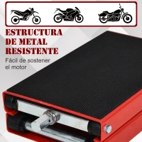 DURHAND Plataforma Elevadora de Tijera Carga 500 kg Altura Ajustable 10-37 cm Soporte para Motocicletas Soporte de Moto para Aparcar o Reparar Taller Garaje 41,5x23,5x10-37 cm Negro y Rojo(m-4)