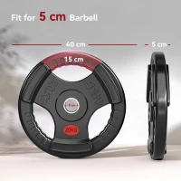 SPORTNOW Olympic Weight Plate, 2"/5cm Weight Disc with Tri-Grips, 20kg Dumbbell Plate for Weightlifting and Strength Training Home Gym Fitness Workout, Black(m-3)