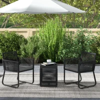 Outsunny 3-teiliges Bistro-Set Balkon-Set Terrassen-Set, wetterbeständig, modernes Design, 53 cm x 57 cm x 77 cm, Schwarz + Grau(m-10)