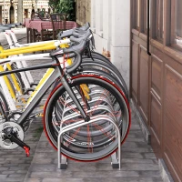 HOMCOM Estacionamento para 6 Bicicletas Suporte de Aço para Estacionar Bicicletas no Chão para Interior e Exterior 179x33x27 cm Prata(m-10)