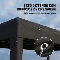 Outsunny Tenda de Jardim 6x3m com 4 Paredes Laterais e 2 Janelas Visíveis Pérgola Gazebo de Exterior para Festas e Eventos Cinzento(m-6)