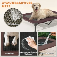 PawHut Hundeliege Outdoor mit Dach, Erhöhtes Hundebett für Große Hunde, 106 x 76 x 99 cm, Kaffee(m-6)