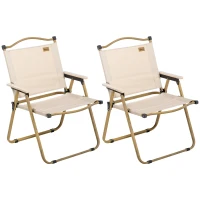 Outsunny Campingstühle, 2 x Strandstuhl, faltbar, Stahl, Holzoptik, Khaki(m-11)