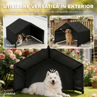 PawHut Cușcă pentru Câini de Exterior din Material Oxford, pentru Câini de Talie Mică, Medie și Mare, Negru(m-8)