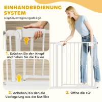 PawHut Treppenschutzgitter Absperrgitter ohne Bohren mit automatische Schließung für Kinder Küche Treppe 76-88 x 76 cm Weiß(m-6)