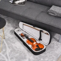 HOMCOM Violon 4/4 pleine grandeur avec étui, accordeur, épaulière, archet, colophane, cordes rechange et chiffon(m-10)
