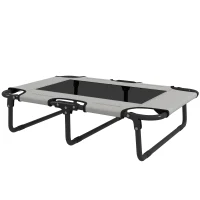 PawHut Erhöhtes Hundebett klappbar Haustierbett, Outdoor Hundeliege mit Netzdesign Hellgrau Oxford 75 x 51 x 18 cm(m-11)