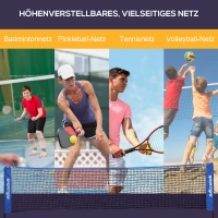 SPORTNOW Badmintonnetz, höhenverstellbar, faltbar, mit Tragetasche, 3,10m, Schwarz/Blau(m-4)