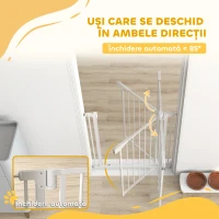 PawHut Poartă de Siguranță pentru Copii și Animale, Închidere Automată și Montaj prin Presiune, 76-82x76 cm, Albă(m-5)