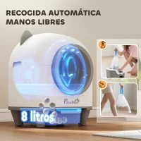 PawHut Arenero Gatos Autolimpiable 80L Eliminación de Olores Control de APP Protección de Seguridad 1 Rollo de Bolsas de Basura(m-6)