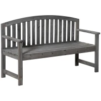 Outsunny Banco de Jardim de 3 Lugares Banco de Ripas de Madeira com Encosto Apoio para os Braços Terraço Varanda Exterior Carga 320kg 140x50x85cm Cinza(m-11)