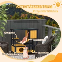 PawHut Katzenhaus Katzenhütte Katzenhöhle, wetterbeständig, 1 Rampe, 1 Plattform,  84,5 x 60 x 88 cm, Grün + Natur(m-4)