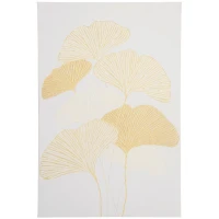 HOMCOM Cuadro de Arte en Lienzo Hojas de Ginkgo Biloba 90x60 cm 1 Parte Impresión Artística para Decoración de Pared en Salón Oficina Dormitorio(m-1)