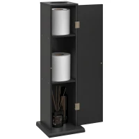HOMCOM Support papier toilette meuble salle de bain 3 niveaux et sortie papier, pour petits espaces, noir(m-11)
