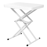 Outsunny Gartentisch, Tragbarer Tisch für den Außenbereich aus Kunststoff und Metall, Bistrotisch, für Terrasse, Garten, Weiß(m-11)