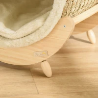 PawHut Cama Elevada para Gatos Caverna para Gatos Tipo Barril com Superfície para Arranhar e Almofada 41x38x43cm Madeira(m-7)