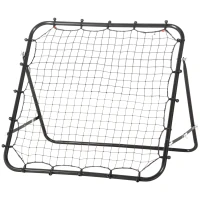 HOMCOM Rebounder für Fußball, 84 x 84 cm Fussball Rebounder mit stufenlos verstellbarem Winkel, Kickback Rückprallwand Fußballtor für Jugendliche Schuss-, Pass- und Ballannahmetraining Schwarz(m-11)