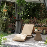 Outsunny Sonnenliege Polyrattan Gartenliege mit Kissen, wetterfest Liege 120 kg belastbar 166 x 63 x 76 cm Beige(m-7)