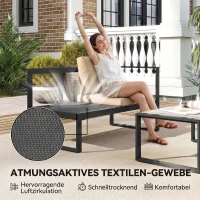 Outsunny 4-teiliges Gartenmöbel-Set, Sofa-Set mit 2 Zweisitzern, armloser Stuhl, Couchtisch, für Balkon, Khaki(m-5)