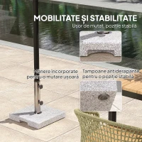 Outsunny Bază pătrată pentru umbrelă din granit, 21 kg, cu mânere și 2 butoane reglabile, Gri(m-6)