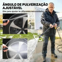 Outsunny Lavadora de Alta Pressão 1600W Presión 100 Bar Caudal 390 L/h com Bocal Ajustável e Rodas 29,5x22x60 cm Amarelo(m-5)