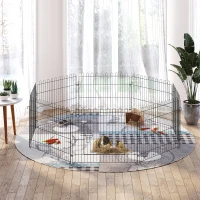 PawHut Welpenlaufstall 8-TLG Welpenauslauf mit 8 Gitterplatten Tür Schutzplane Freilaufgehege 61cm hoch Welpengitter Laufstall für Haustiere Hund Katze Welpe Laufgitter für drinnen und draußen(m-2)