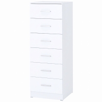 HOMCOM Kommode mit 6 Schubladen, moderne Schlafzimmerkommode, Aufbewahrungsschrank, 40 x 40 x 110 cm, Weiß in Holzoptik