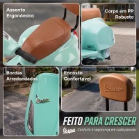 AIYAPLAY Mota Elétrica Infantil Mini Vespa GTS com 2 Rodas Auxiliares, Bateria de Lítio, Farol, Buzina e Encosto, Verde(m-7)