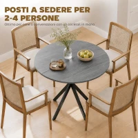 HOMCOM Tavolo da Pranzo Rotondo Stile Industriale con Gambe a Croce in Acciaio, Ø80x75 cm, Grigio(m-4)