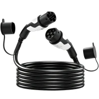 HOMCOM Cablu Încărcare EV Tip 2, 22 KW, 32 A, Mod 3, Trifazat, 5m, Negru(m-1)