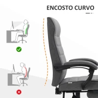 Vinsetto Cadeira de Escritório Giratória Reclinável com Altura Ajustável e Apoio para os Pés Retrátil 68x67x106-114 cm Cinza(m-8)