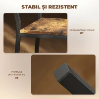 HOMCOM Set 2 Scaune de Bar cu Spătar și Suport pentru Picioare Integrat în Stil Industrial, Maro Rustic(m-6)