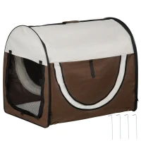 PawHut Hundebox faltbare Hundetransportbox Haustierrucksack mit Kissen Reisetasche Transportbox für Tier wasserdicht Oxfordstoff Kaffee 81 x 56 x 66 cm(m-1)