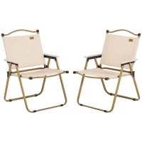 Outsunny Campingstühle, 2 x Strandstuhl, faltbar, Stahl, Holzoptik, Khaki(m-12)
