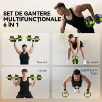 SPORTNOW Set Greutăți Sală 6-în-1, Multifuncțional, 20 kg, Plastic și Nisip, 125x18x18 cm, Verde(m-4)