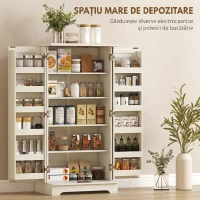 HOMCOM Dulap de Bucătărie Tip Cămară, Rustic, cu 12 Rafturi pentru Condimente, Rafturi Reglabile, 2 Uși, pentru Sufragerie și Living, 60x40x120 cm, Crem(m-4)