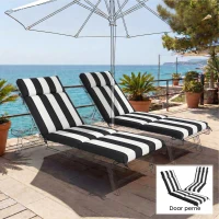 Outsunny Set de 2 Perne Șezlong Hidrofuge, 183x54cm, Alb,Negru(m-9)