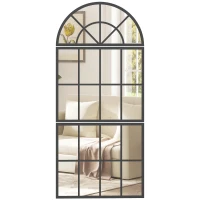 HOMCOM Bogen Wandspiegel 120 x 54 cm Fenster Hängespiegel 3 Teiliger Großer Spiegel für Schlafzimmer Wohnzimmer(m-11)
