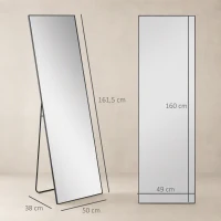 HOMCOM Großer Standspiegel, Wandspiegel, Ganzkörperspiegel, 161,5 cm, Silber(m-3)