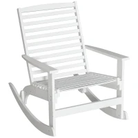 Outsunny Garten Schaukelstuhl Relaxsessel Gartenstuhl Schaukelsessel Bambus Sperrholz Weiß 70 x 100 x 95,5 cm(m-11)