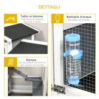 PawHut Conigliera da Esterno per 2 Conigli in Legno con Vassoio Estraibile e Area di Corsa, 110x60x104 cm(m-7)