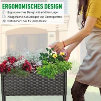 Outsunny Hochbeet, Blumenkasten, tiefe Ablage, Metallrahmen/Polyrattan, 70 x 30 x 70 cm, Dunkelbraun(m-5)