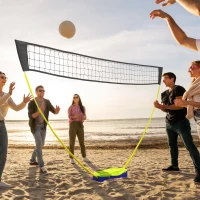 SPORTNOW Badminton-Netz-Set Volleyball-Netz-Set, 3-teiliges Set, 400 cm x 22,4 cm x 155 cm, Schwarz + Blau + Grün(m-7)