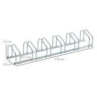 HOMCOM Fahrradständer Radständer Mehrfachständer Aufstellständer Fahrrad Ständer wetterfest langlebig Boden- und Wandmontage Stahl bis 6 Fahrräder Silber 179 x 33 x 27 cm(m-3)