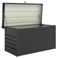 Outsunny Gartenbox Metall 350L Kissenbox mit doppelwandig Deckel 120 x 61 x 62 cm Wasserdicht Abschließbar Grau(m-1)