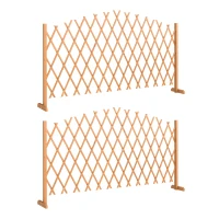 Outsunny Absperrgitter 2er-Set Scherengitter ausziehbar freistehender Scherensperre mit Standfüßen 180 x 30 x 103 cm Braun(m-1)