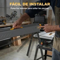 HOMCOM Set de 2 Caballetes para Sierra Plegables Altura Ajustable para Madera 2x4 con Asa Ganchos Soporta hasta 500 kg Negro(m-7)