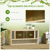 PawHut Terariu pentru reptile din lemn cu uși glisante din sticlă și panouri din plasă, 40x80x40 cm(m-6)
