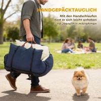 PawHut Hundeautositz, 2 Gurte, waschbare Bezüge, für Haustiere unter 5 kg, Blau(m-8)